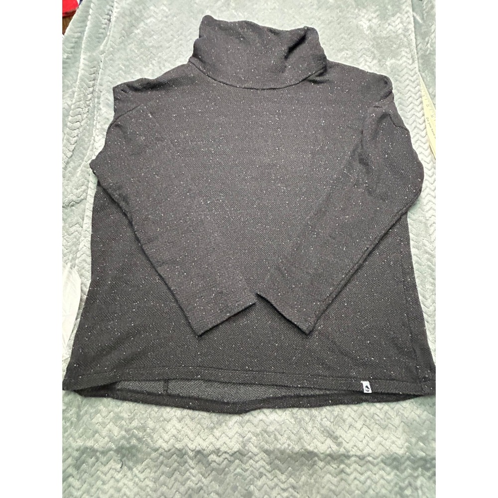 Ocean + Coast Womens Funnel Neck Herringbone Sweatshirt Charcoal Grey Large